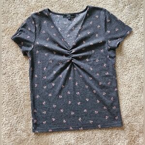 Vibe Charcoal Floral Knit Top